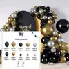 Serie Oro Negro de Amazon Transfronteriza Set de Globos Tema Cumpleaños Cadena de Globos Combinación Decoración Arreglo para Fiesta Festiva