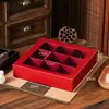 Pastel Lunar Tradicional Chino Caja de Empaque Caja de Regalo Rojo Nueve Cuadrados Yema de Huevo Crujiente Papel Kraft Cuatro-Seis Cuadrados Transparente