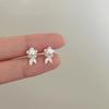 Aretes de Perlas Cola de Pez Dorado con Incrustaciones de Diamantes para Mujer Aretes Pequeños Dulces y Exquisitos Diseño Nicho Elegantes Aretes de Lujo Ligero para Mujer