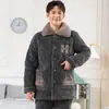 Pijama de invierno para hombres de mediana edad y ancianos, forro polar de coral, acolchado, engrosado, talla grande, conjunto cálido de chaqueta de algodón para papá, ropa de casa