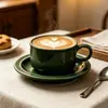 Cerámica Verde Retro Vajilla Cuenco Pétalo Plato Largo Mantequillera Tetera Taza Vajilla Doméstica de Hotel Venta al por Mayor Transfronteriza