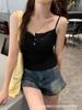 Camisola sin mangas de algodón puro con encaje empalmado, estilo nuevo de primavera y verano, para usar sola, con copa fija de látex, espalda hermosa