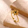 Anel de Flor Galvanizado a Vácuo Mais Vendido no Exterior, Anel de Flor e Folha Coloridas com Esmalte e Gotejamento de Óleo, Fresco e Versátil para Mulheres