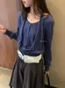 MZI STUDIO Outono Inicial Estilo Coreano Suave Versátil Emagrecedor Falso Duas Peças Gola Halter Cardigã de Tricô A80132
