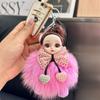 Coreia do Sul Personalizado Criativo Boneca Fofa de Olhos Grandes Chaveiro Boneca Ins Feminino Pom Pom Fofo Bola Pingente de Mochila Pingente