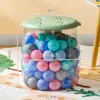 Cubo de Almacenamiento Transparente para Juguetes de Muñecas Plástico PP Sala de Estar Organizador Simple Tubo Taburete de Almacenamiento para Juguetes de Peluche con Tapa