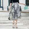 Falda de Verano con Estampado de Pintura al Óleo Estilo Francés Feiyuan para Mujer, Nuevo Estilo de Verano, Falda Elegante y Versátil Estilo Vacaciones