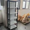Modelo Nuevo Más Vendido Tablero de Metal con Ranuras Blancas de un Solo Lado con Luces Estante de Exhibición de Madera de Múltiples Niveles Estante de Acero y Madera Juguete de Regalo