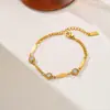 Pulseira exclusiva transfronteiriça de titânio colorido para mulheres, joia de ouro 18K, acessórios de design de nicho