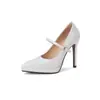Zapatos de Tacón Ultra Alto Puntiagudos Impermeables con Plataforma y Boca Baja Stiletto Slip-On para Mujer, Zapatos Mary Jane Sexy de Cuero Genuino para Discoteca, Zapatos de Boda