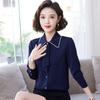 Camisa de manga comprida feminina primavera e outono 2023, design estilo coreano, senso de nicho, laço, estilo estrangeiro, camisa slim fit interna