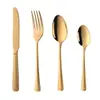 Acero Inoxidable Estilo Europeo Vajilla Occidental Juego de Cuatro Piezas Suministros de Vajilla para Hotel Cuchillo, Tenedor y Cuchara para Bistec de Acero Inoxidable
