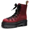 Botas de Moda Femininas de Couro Crazy Horse Verde, Cano Curto, Solado Grosso, 6 Furos, Estilo Britânico 1460, Botas Curtas Femininas Plataforma, Biker, de Trabalho