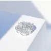 Platino Estilo Japonés y Coreano Lujo Ligero Super Brillante Diamante Trébol de Cuatro Hojas Colgante para Mujer Diamante Real Ojo de Caballo Cadena para Clavícula