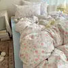 Juego de Cama de Cuatro Piezas de Algodón Puro Clase A, Estilo Fresco y Sencillo, Sábana Plana 100% Algodón, Funda Nórdica, Sábana Ajustable, Juego de Cama para Dormitorio, Juego de Tres Piezas 4