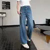 La primavera no es demasiado tarde. Pantalones de mezclilla de caída delicada y suave [2 largos, súper cómodos de llevar]. Pantalones elegantes de color azul niebla suave, pantalones de pierna ancha estrechos que estilizan