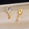 Accesorios DIY Joyería de Perlas Plata S925 Aretes de Zircón Azul Aretes Vacíos Soporte 8-11mm Jg6025