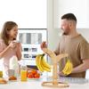 Suporte de Bambu para Bananas de Mesa com Gancho Armazenamento de Bananas Uvas Suporte Vertical Cozinha Criativo Ornamento de Frutas Rack de Armazenamento
