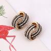 Aretes de temperamento europeo y americano aretes de diamantes de oro de 18 quilates accesorios de personalidad de moda para mujer aretes de doble aro joyería de moda sexy
