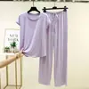 Nueva Camiseta de Manga Corta de Verano para Mujer, Conjunto Delgado de Ropa Exterior de Verano, Top Holgado, Conjunto de Dos Piezas con Pantalones Casuales