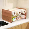 Estante apilable para almacenamiento de film de cocina para uso doméstico, portarrollos desechable para papel de aluminio y papel absorbente de aceite para armario o encimera