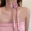 Super Hada Elegante Deseo Puro Malla Rosa Cinta Collar Dulce y Gentil Elegante Collar Choker Maillard Mujeres