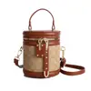 Bolso Cubo Retro de Gama Alta Transfronterizo 2025 Modelo Nuevo Estampado de Monograma Bolso de Mano Moda Femenina Bolso de Hombro Cruzado