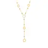Xinyixinx Super Brillo 5A Circonia Flor de Cinco Pétalos Bola de Acero Pequeña Diamante Pegajoso Collar Largo para Clavícula Material de Acero Inoxidable No se Desvanece