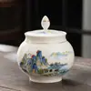 Porcelana Blanca de Dehua Venta al por Mayor Recipiente para Té Color Jade Cerámica Empaque para Té Blanco Caja Vacía Regalo de Negocio