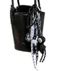 Serie Oscura de Verano niu Llavero Colgante Mini Cámara Negra 8 Cadena Cuerda Trenzada Cadena de Cuentas Colgante de Bolso