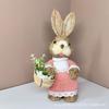Estilo Pastoral Artesanía de Paja Adornos de Conejo Regalo de Cumpleaños Conejo Creativo Hecho a Mano 35cm Pareja Peter Rabbit