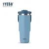Termo de Gran Capacidad para Coche Tyeso, Taza Portátil de Café para Deportes, Botella con Popote para Oficina de Mujer
