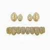 Bestseller Transfronteiriço da Amazon: Grillz de Zircônia Cúbica Completa de 10 Dentes, Joia Dental Hip-Hop Deslumbrante para Homens, Moda de Halloween