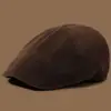 Boina de Gamuza y Felpa de Seis Paneles Color Sólido para Otoño e Invierno, Gorra de Periodista Unisex, Boina Retro Casual, Boina de Pintor