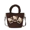 Bolsa de Lona Portátil para Pais e Filhos com Boneca Cartoon Gato Kt Feminina Moda 2025 Bolsa Saco Estampa de Leopardo Bolsa Transversal Casual para Exterior