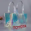 Fornecimento direto da fábrica bolsa laser cor mágica pvc laser bolsa de compras para supermercado bolsa de gelatina colorida atacado logo imprimível