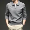 Suéter de gola alta com zíper parcial em mistura de lã espessa para homens, novo estilo outono e inverno, malha lisa de cor sólida, caimento solto