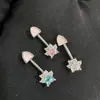 Brilhantes Coração Cravejado de Diamantes Patinha de Gato Glitter Orelha de Gato Osso Brinco Stud Fofo Feminino Aço Titânio Doce Cool