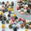 Multicor Transfronteiriço Cor Mista cerca de 10mm Madeira de Lótus Esculpida Contas Redondas de Madeira DIY Pulseira Contas Decorativas com Furo Passante Contas Soltas