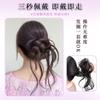 Peruca Coque de Cabelo para Mulheres, Cabelo Natural Fofo Bigodes de Dragão, Coque de Flor Dourada para Aumentar o Volume do Cabelo, Artefato de Coque no Nuca, Anel de Peruca