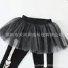 Conjunto de Saia Curta de Tela com Estampa de Esqueleto para Halloween Meninas Roupa de Performance para Festival Infantil com Meia-Calça e Manoplas Conjunto de Quatro Peças