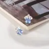 Brincos de Cubo de Açúcar de Cristal Azul Claro de Nicho, Brincos Modernos e Elegantes, Brincos com Pino de Prata Esterlina 925, Luxo Acessível e Sensação de Alta Qualidade