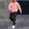 Conjunto de 2 piezas para hombre de sudaderas de manga larga y pantalones de chándal con estampado de letras retro negro para correr en invierno