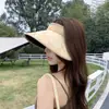 Sombrero Visera de Seda Helada Estampado Versátil Moda de Verano Estilo Coreano para Mujer, Protección Solar al Aire Libre Sombrero Pinza para el Cabello Bloqueador de UV