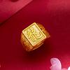 Anillo grande de moda dominante para hombre, fortuna, venta al por mayor, oro de arena de Vietnam, cobre puro, chapado en oro, palabra Dragón de la fortuna, boca viva