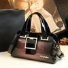 Bolsa feminina nova multicamadas ombro couro macio mãe de meia-idade gradiente couro envernizado bolsa de mão couro genuíno Boston bolsa travesseiro
