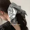 Funda de Cuero Plateada Anillo para el Pelo del Intestino Grueso Popular en Internet 2024 Nuevo Cuerda para la Cabeza de Cola de Caballo Alta Banda Elástica de Goma para el Cabello Accesorios para el Cabello