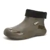 Botas de lluvia para hombre de caña baja, zapatos impermeables para exteriores sin cordones, zapatos de goma ligeros antideslizantes de PVC para hombre, zapatos de agua