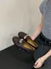 Projetados com uma Fivela de Metal Retrô, Mocassins Femininos, Novo Estilo Primavera e Outono, Sapatos de Couro Slip-On Bico Redondo Estilo Britânico