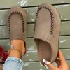 Mocasines de mujer sin talón, cerrados, de terciopelo retro, con costuras, de suela plana, para uso casual al aire libre, de importación.